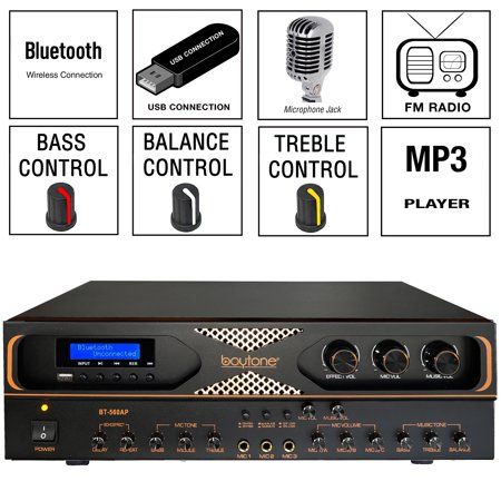 Photo 1 of Boytone BT-560AP, Bluetooth Power Amplifier System - 300W, 4 Speaker Channel Sound Audio Stereo Receiver W/ USB, RCA Jack, 3 Microphone Input, FM Radi

