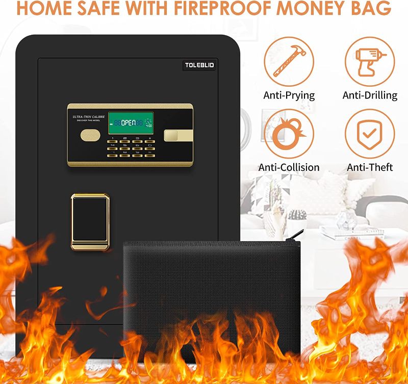 Photo 1 of 2.4 Cubic Large Safe Box Fireproof Waterproof, Lock Box Fireproof Waterproof with Digital Keypad and Removable Shelf, Fireproof Safe Box for Firearm Medicine Money Documents Valuables
