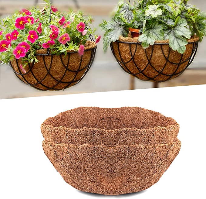 Photo 1 of 2/4PCS Round Coco Liners for Hanging Basket, 8/10/12/14/16 in Coconut Fiber Planter Liners Coconut Fiber Liners for Wall Hanging Baskets, Garden Planter Flower Pot (12in, 4pcs)