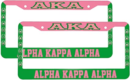 Photo 1 of Alpha Kappa Alpha AKA 2 PCS Cute Black Car License Plate Shield Frame Covers Holder for Christmas Halloween Mothers Fathers Day Women Men Gifts