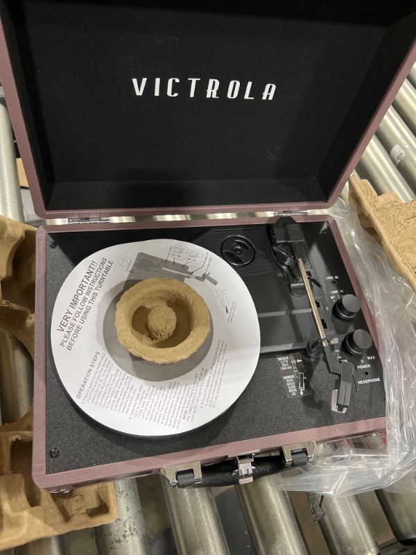 Photo 2 of Victrola Vintage 3-Speed Bluetooth Portable Suitcase Record Player with Built-in Speakers | Upgraded Turntable Audio Sound| Includes Extra Stylus | Magenta, Model Number: VSC-550BT-MAG Magenta Record Player