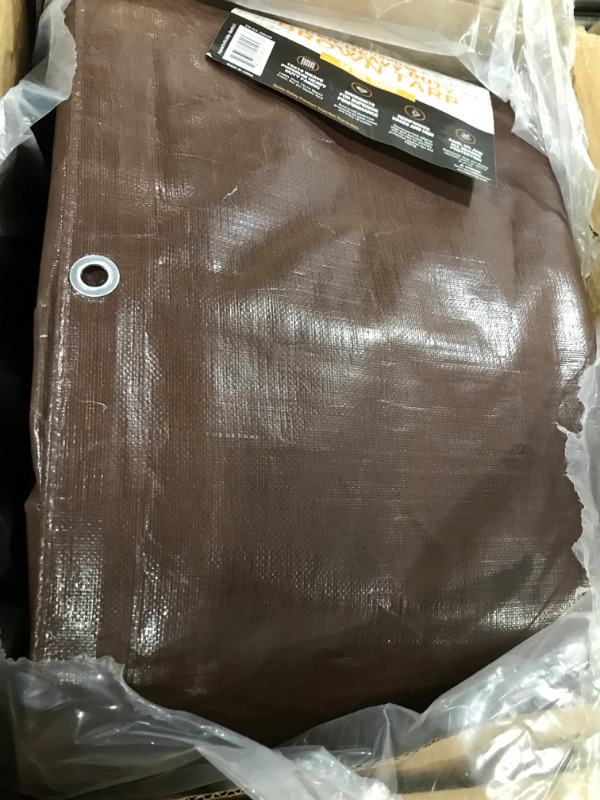 Photo 2 of 20' x 40' Super Heavy Duty 16 Mil Brown Poly Tarp Cover - Thick Waterproof, UV Resistant, Rip and Tear Proof Tarpaulin with Grommets and Reinforced Edges - by Xpose Safety