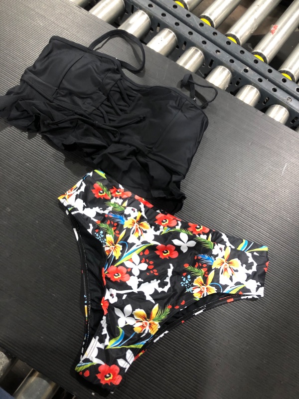 Photo 2 of  Swimsuit Tummy Control Tankini Set High Waisted Bathing Suits Printing Bikini Set 2 Piece for Women & Girls- SIZE L