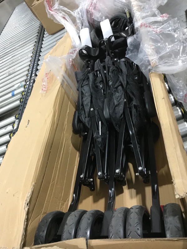 Photo 1 of Dream On Me Volgo Twin Umbrella Stroller in Dark and Light Grey
