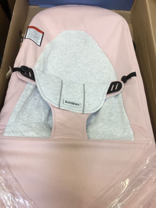 Photo 4 of BABYBJORN Bouncer Balance Soft - Light Pink/Gray, Jersey Cotton
