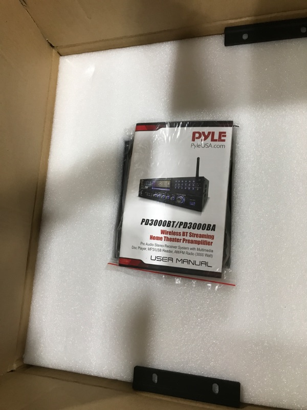 Photo 3 of Pyle 4 Channel Wireless Bluetooth Amplifier - 3000 Watt Stereo Speaker Home Audio Receiver w/ FM Radio, USB, 2 Microphone w/ Echo for Karaoke, Front Loading CD DVD Player, LED, Rack Mount - PD3000BA