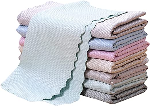 Photo 1 of  12 Pack Fish Scale Microfiber Glass Cleaning Cloth & Nanoscale Cleaning Cloth?Bigger Size 15.7x11.8inch?Easy Clean Cloth for: Plates, Glass, Stainless Steel, Car Window,Tableware,Cup