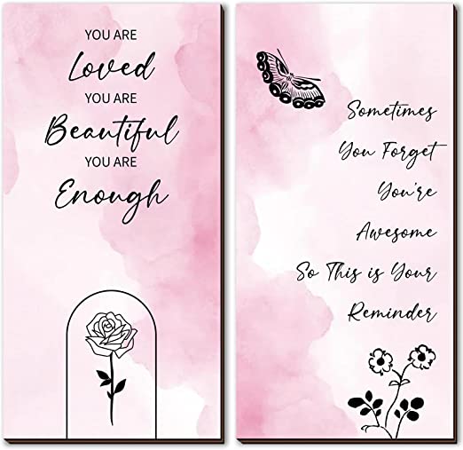 Photo 1 of 2 Pieces Wooden Pink Wall Decor for room/bedroom, Paris Decor for Bedroom, Positive Quotes and You Are Loved Inspirational Word Sign, Art Decors for Women Room
Product Dimensions	11.8"L x 5.9"W