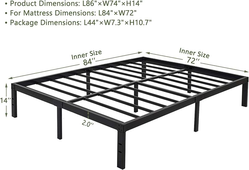 Photo 1 of 45MinST 14 Inch Platform Bed Frame/Easy Assembly Mattress Foundation / 3000lbs Heavy Duty Steel Slat/Noise Free/No Box Spring Needed, Cal King
