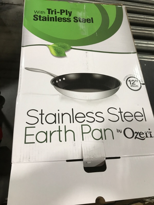 Photo 2 of 12" Stainless Steel Earth Pan by Ozeri with ETERNA, a 100% PFOA and APEO-Free Non-Stick Coating Black Interior 12" Pan