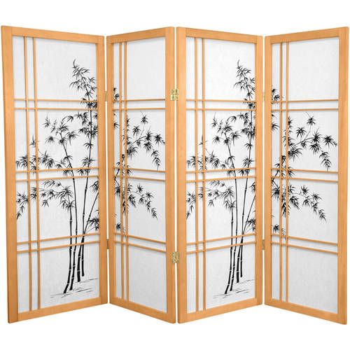 Photo 1 of 4 Ft. Tall Bamboo Tree Shoji Screen - Natural (4 Panels)