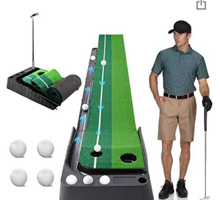 Photo 1 of Aliennana Golf Putting Green Mat with Auto Ball Return,Golf Practice Training Aid,Extra Long 9.84Feet,Pro Indoor/Outdoor Putting Green with 4 Bonus Balls Foldable Golf Mats Aliennana Golf Putting Green Mat with Auto Ball Return,Golf Practice Training Aid,
