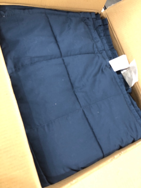 Photo 1 of Amazon Basics All-Season Cotton Weighted Blanket - 12-Pound, 60" x 80" (Full/Queen), Navy Blue

