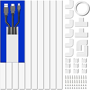 Photo 1 of Cord Cover Raceway Kit, 157in Cable Cover Channel, Paintable Cord Concealer System Cable Hider, Cord Wires, Hiding Wall Mount TV Powers Cords in Home Office, 10X L15.7in X W0.95in X H0.55in, White