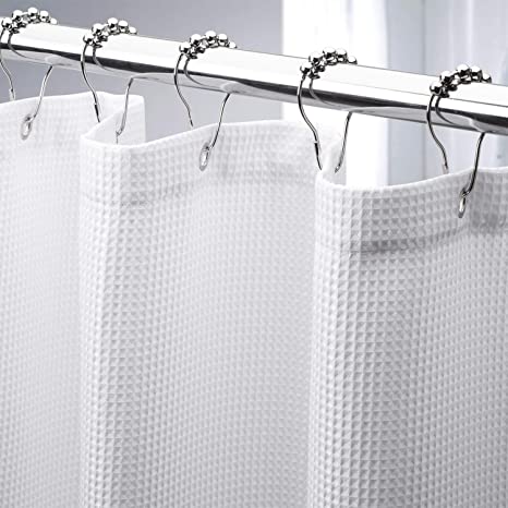 Photo 1 of AmazerBath Waffle Shower Curtain, Heavy Duty Fabric Shower Curtains with Waffle Weave Hotel Quality Bathroom Shower Curtains, 72 x 72 Inches