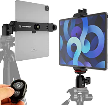 Photo 1 of KobraTech iPad Tripod Mount Adapter | Tablet Tripod Mount with Ball Head and Remote | TabMount 360 iPad Holder for Tripod | Compatible with iPad Pro 12.9, Air, Mini, Samsung Tab, Surface and More