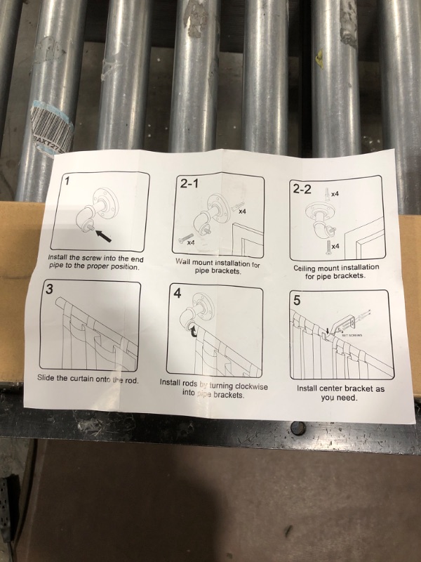 Photo 3 of 2 Pack Industrial Curtain Rod, Curtain Rods for Windows 66 to 144 in. 7/8 Inch Adjustable Heavy Duty Curtain Rod
