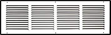 Photo 1 of 24"W x 6"H [Duct Opening Measurements] Steel Return Air Grille | Vent Cover Grill for Sidewall and Ceiling, White | Outer Dimensions: 25.75"W X 7.75"H for 24x6 Duct Opening

