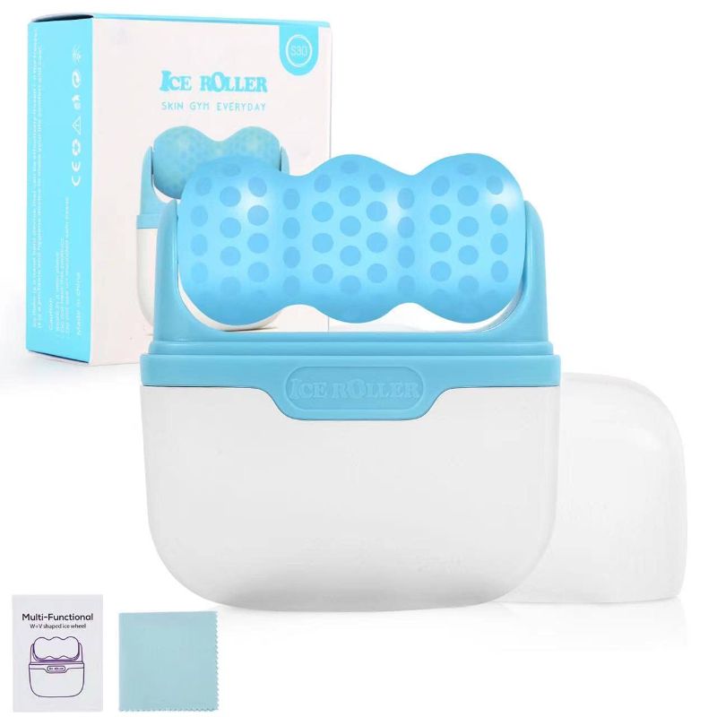Photo 1 of 2022 New Version Ice Roller S30, Two Rollers Heads for Facial and Whole Body Massage, Face Roller Skin Care Tool Cold Therapy Migraine Relief and Blood Circulation (Blue) 