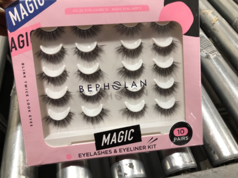 Photo 1 of BEPHOLAN 10 Pairs Eyelashes Pack With 1 Magic Eyeliner Glue, 3D Effect and Natural Lashes, Easy to Apply & Comfortable, Eyelashes Pack with 10 Pairs Same Eyelashes,