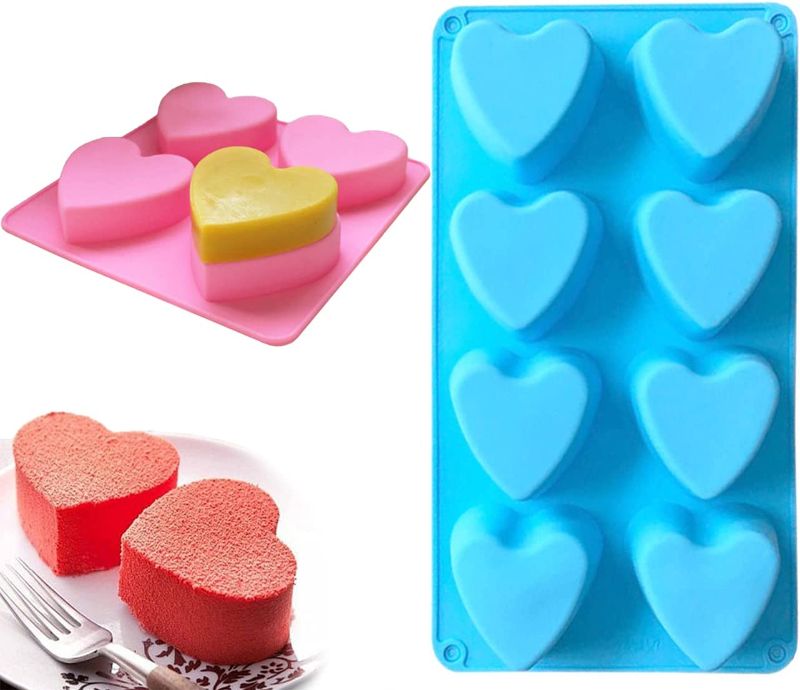 Photo 1 of 2 Pack 3D Large Heart Love Shape Silicone Cake Mold, Easy Release Chocolate Mold Candy Trays for Mousse Cake Baking, French Dessert, Jello, Pastry, Brownie, Ice Cube, Soap
