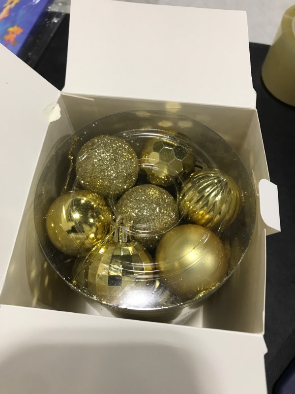 Photo 2 of 34 Ct Christmas Tree Ornaments 1.57 inch Shatterproof Plastic Xmas Tree Hanging Balls for Christmas Decorations (Gold)