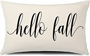 Photo 1 of 2 PACK GTEXT Farmhouse Pillow Cover Hello Fall Cuhion Cover Autumn Farmhouse Decor 20x12 inch Outdoor Pillow Cushion,Sofa Fall Pillow Cover
