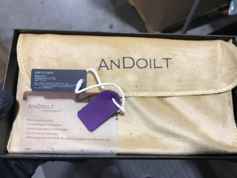 Photo 1 of ANDOILT Women's Genuine Leather Wallet RFID Blocking Credit Card Holder Zipper Purse Cell Phone Handbag