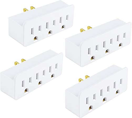 Photo 1 of 3 Outlet Adapter Extender, 3 Way Grounded Plug Splitter, 1 to 3 Plug outlet splitter, UL Listed, White, 4PACK