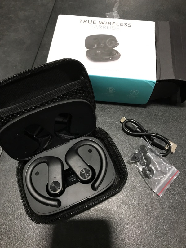 Photo 2 of BEBEN Wireless Earbuds, 36H Playtime Bluetooth Headphones with Mics and Charging Case for iPhone Android, Waterproof Running Headphones for Gym Yoga Workout, Hi-Fi Sound Over Ear Buds with Earhooks