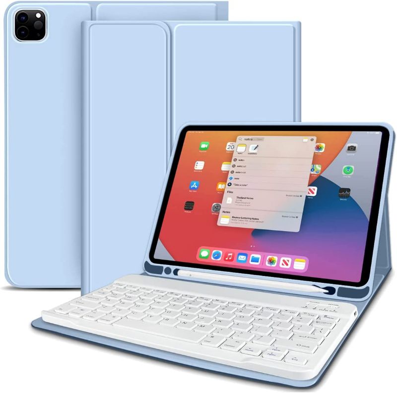 Photo 1 of KENKE iPad Pro 11 inch Keyboard Case with Pencil Holder, Magnetic Detachable Wireless Bluetooth Keyboard, Slim Keyboard Cover for iPad Pro 11 inch 4th Gen 2022 / 3rd Gen 2021/ 2nd Gen 2020, Sky Blue https://a.co/d/dUPCWLS