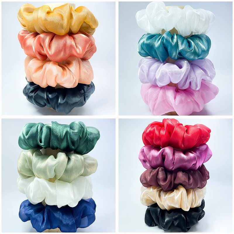 Photo 1 of 17 Pcs Premium Organza Scrunchies Chiffon Hair Elastics Bands for Women or Girls Hair Ties Ponytail Holder No Damage (Large Size) https://a.co/d/5gFiHE1