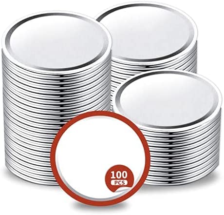 Photo 1 of 100 Pcs Wide Mouth Canning Lids, 86MM Mason Jar Canning Lids, Reusable Split-type Lids Leak Proof Storage and Secure Canning Jar Caps with Silicone Seals Rings for Ball, Kerr Jars
