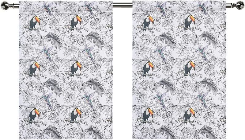 Photo 1 of 36 Inch Length Tier Valances for Kitchen, Rod Pocket Bird Pattern Privacy Protect Half Window Drapes, Toucan Print Curtain Tiers for Bathroom 2 Panels https://a.co/d/1eGRP0F