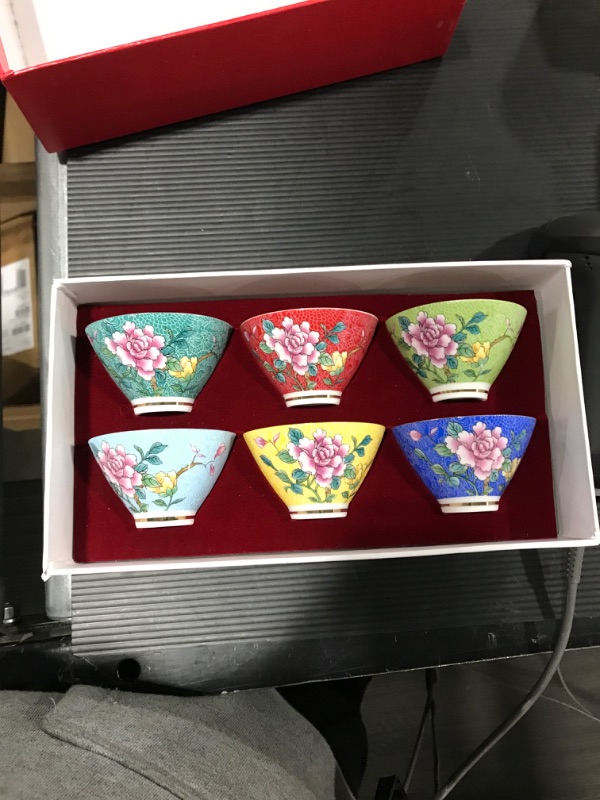 Photo 2 of 6 Pieces Colored Enamel Porcelain Sake Set Sake Cup Kung Fu Tea Cup