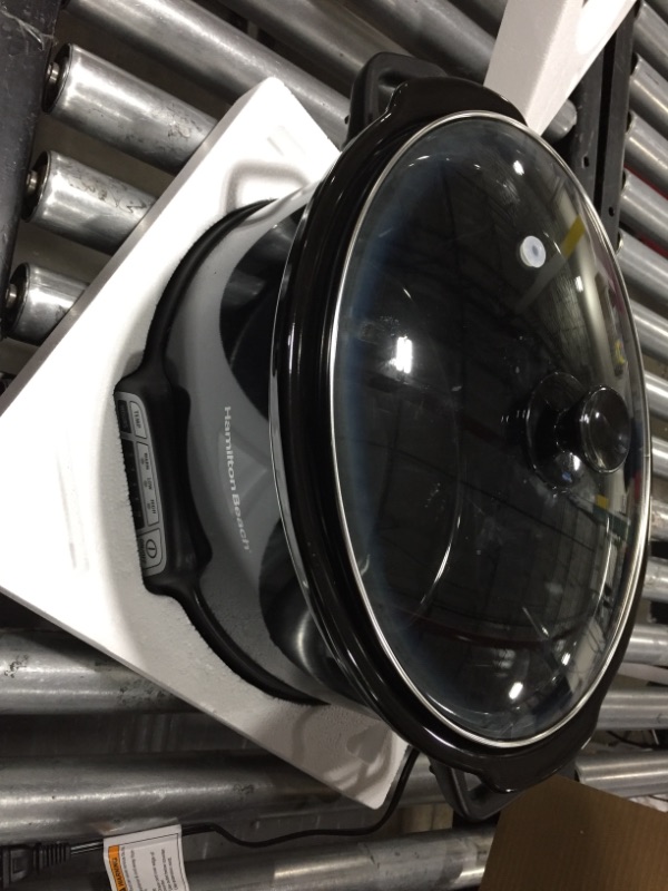 Photo 1 of Hamilton Beach Programmable Slow Cooker with Three Temperature Settings, 7-Quart + Lid Latch Strap, Black