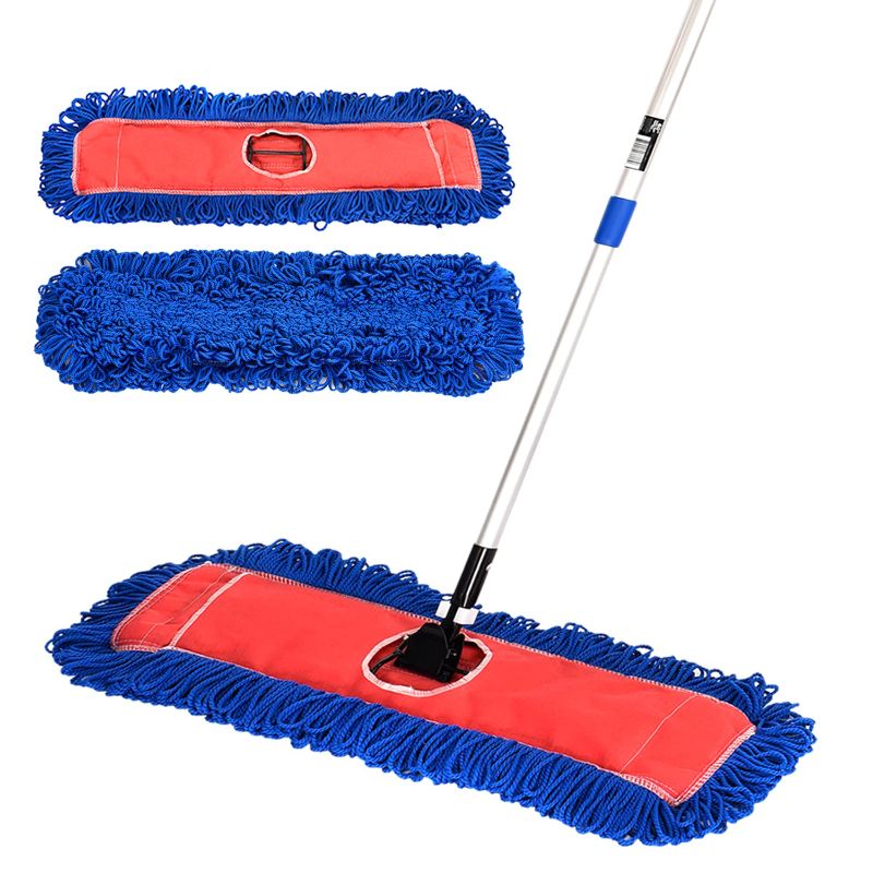 Photo 1 of Alpine Industries Heavy Duty Microfiber Mop Set - Dry Mop for Dirt Dust for Clean Hardwood Floor, Office and Garage - Microfiber Floor Cleaner - Commercial Mop - Super Absorbent Industrial Mop (24 in)