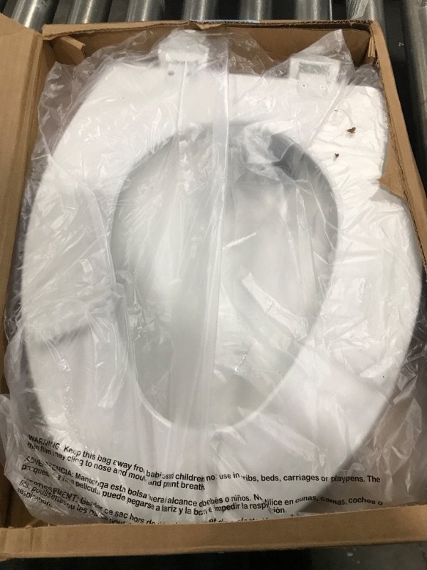 Photo 1 of Bemis 1500EC 390 Toilet Seat with Easy Clean & Change Hinges, Elongated, Durable Enameled Wood, Cotton White
