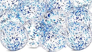 Photo 1 of 12 Pcs Beach Ball 24 Inch Inflatable Beach Ball Clear Glitter Beach Ball Pool Toys Balls Confetti Transparent Swimming Pool Party Ball for Outdoor Summer Party Favors Decorations Water Play Toy