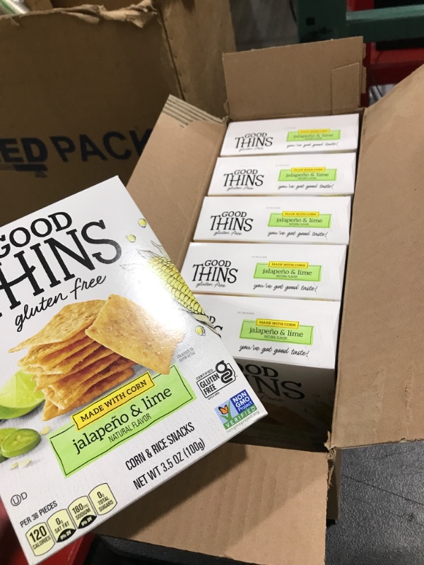 Photo 2 of 6 BOXES Good Thins Jalapeño & Lime Corn & Rice Snacks Gluten Free Crackers, 3.5 oz ***EXPIRED!! OCT 20 2022***