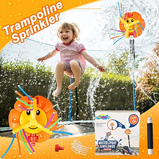 Photo 1 of Asmokids Trampoline Water Sprinkler for Kids, Water Trampoline Accessories for Boys Girls and Adults, 2 in 1 Outdoor Summer Fun Trampoline Toys for Water Play, Yard Games, yellow-079 