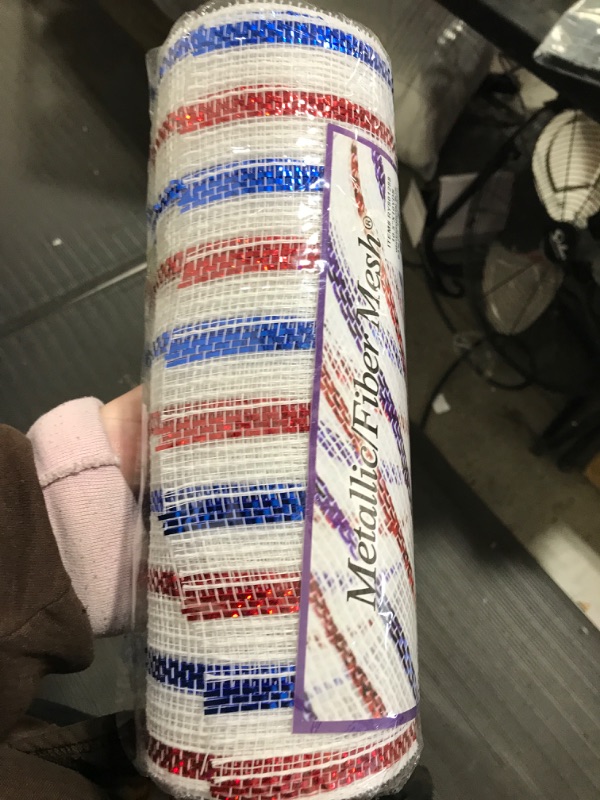 Photo 2 of 10" Cotton Poly Deco Mesh Stripes Red/White/Blue (10 Yards) 10.5" Wide by 10 Yards / 30 Feet Long
