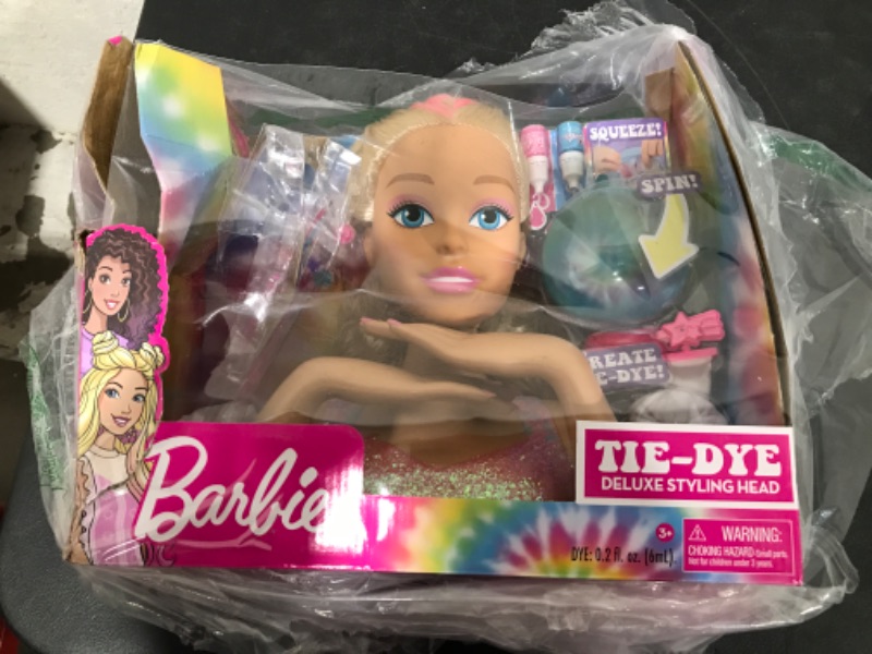 Photo 2 of Barbie Tie-Dye Deluxe 22-Piece Styling Head, Blonde Hair, Includes 2 Non-Toxic Dye Colors