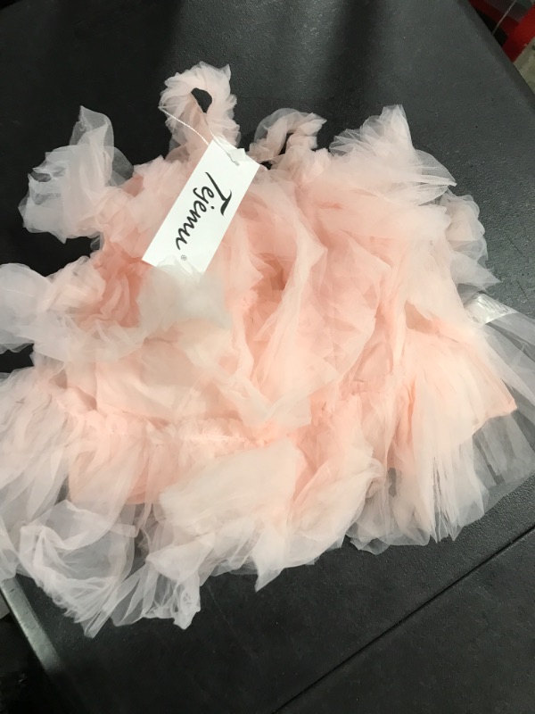 Photo 2 of Baby Girl Tulle Dress,Toddler Girl Tutu Dress Sleeveless Layered Princess Sundress with Flower Headband Blush Pink 9 Months