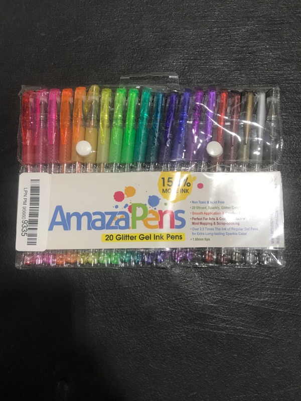 Photo 2 of Pens - Glitter Gel by AmazaPens - 20 Pack Super Glitter Colored Pen Sets | Best for Adding Sparkle to Your Adult Coloring Books and Art Projects.