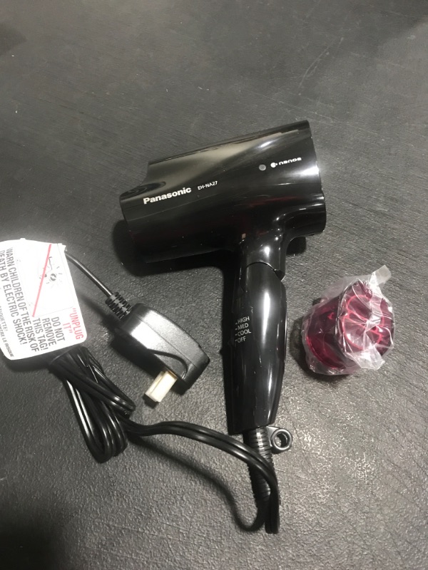 Photo 1 of Panasonic nanoe Compact Hair Dryer for Healthy-Looking Hair, 1400W Portable Hair Dryer with Folding Handling and QuickDry Nozzle for Fast Drying – EH-NA27-K (Black/Pink)
USED / EH-NA27