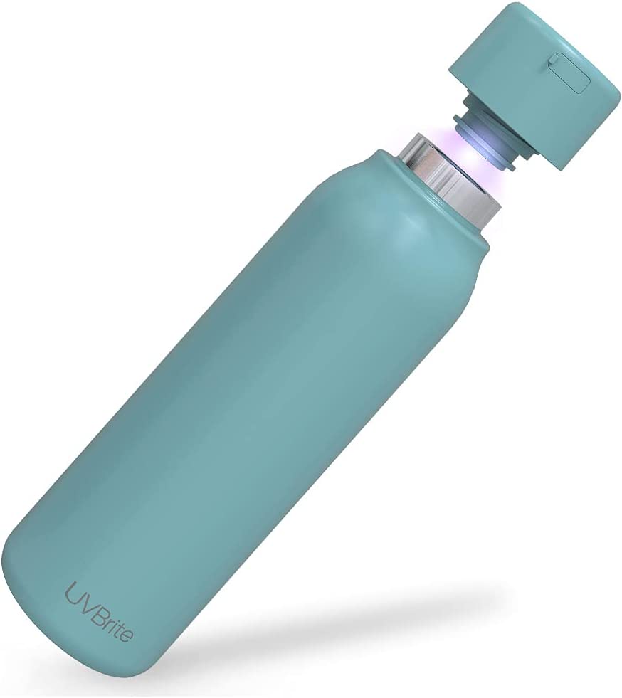 Photo 1 of UVBrite Go Self-Cleaning UV Water Bottle - 18.6 oz Insulated Stainless-Steel Rechargeable & Reusable Purifying Bottle - Sterilization & Travel-Friendly - BPA Free - Leakproof with Safety Lock (Cyan)
