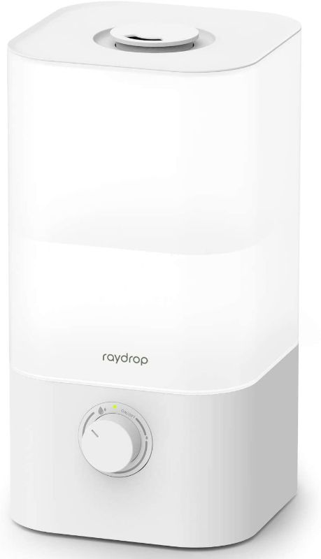 Photo 1 of raydrop Cool Mist Humidifier Diffuser, 2.5L Essential Oil Diffuser, Top Fill Humidifier for Bedroom, Home and Office, Baby Humidifier with Adjustable Mist Output, Dial Knob, Auto Shut Off (White)
