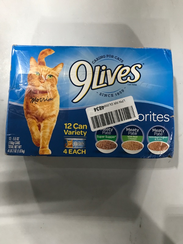 Photo 2 of 9Lives Variety Pack Favorites Wet Cat Food, 5.5 Ounce Cans Meaty Pate Favorites 5.5 Ounce (Pack of 12)