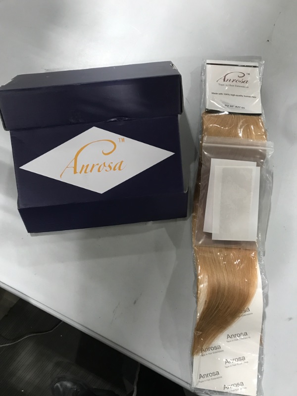 Photo 2 of Anrosa Hair Extensions Tape In Real Remi Remy Human Hair Extensions Tape in 50g 20pcs Skin Weft Tape Attached Invisible Seamless Strawberry Honey Caramel Blonde Color 16 Inch 16 Inch (Pack of 1) #27 Honey Blonde